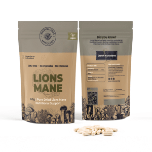 Lion's Mane packaging with capsules